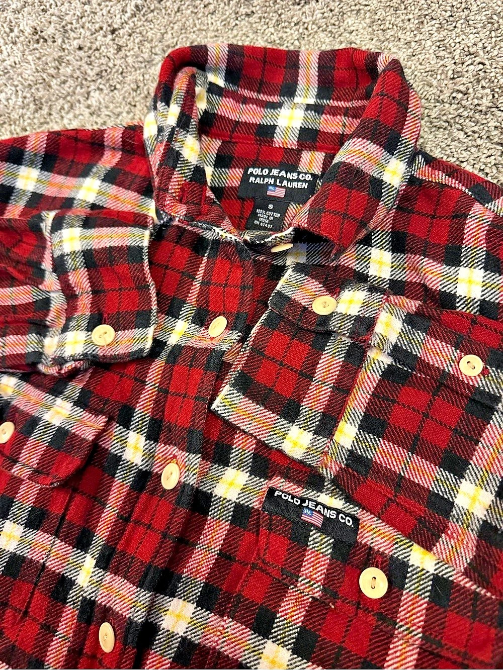 Vintage Unisex Polo Jeans Co. Ralph Lauren Flannel - Red Plaid - Size S